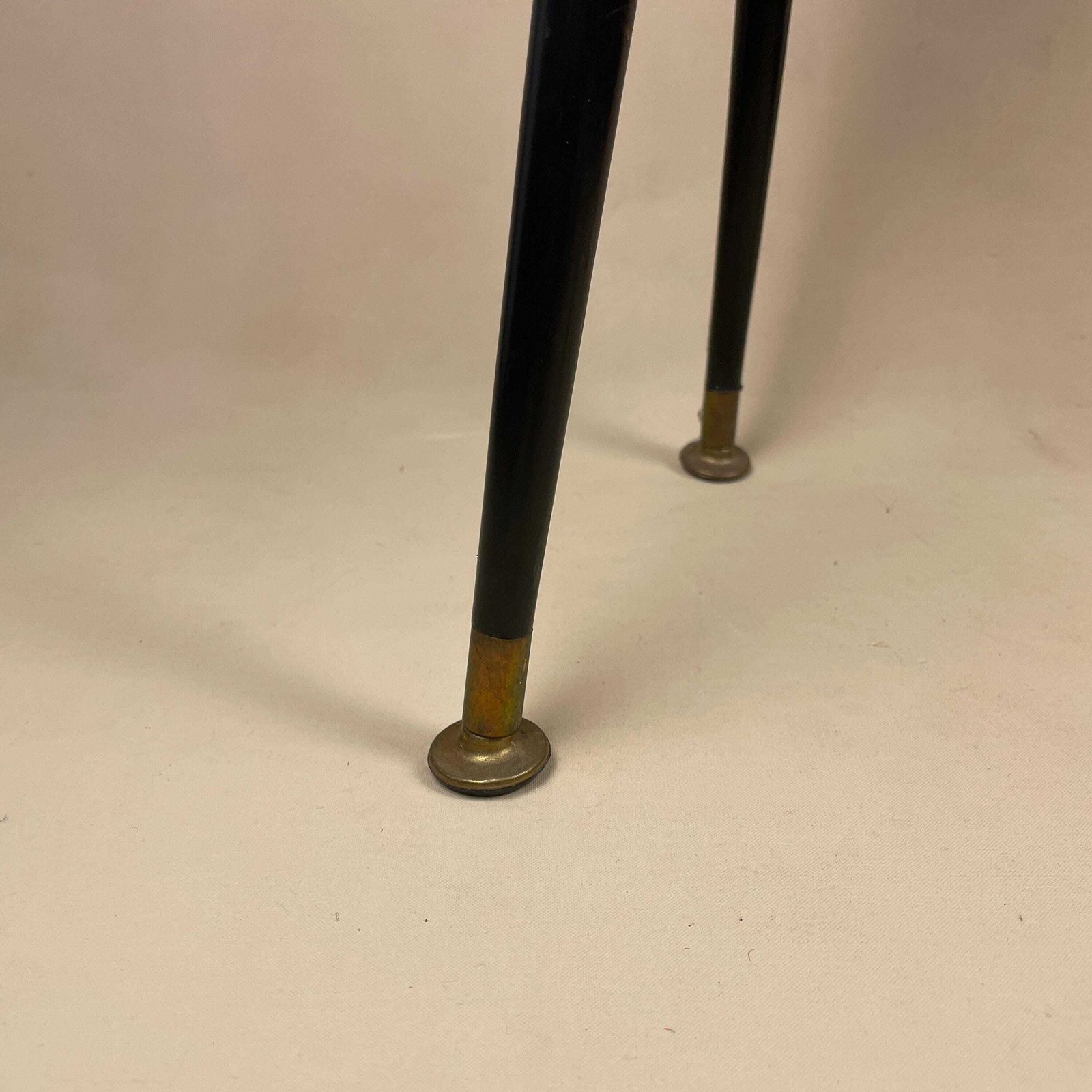 Vintage Retro Wooden Table Rectangle Wood Side Boho Coffee Living Room Retro Lounge Black Pin Legs Gold Edge Plywood Brown photo vinterior