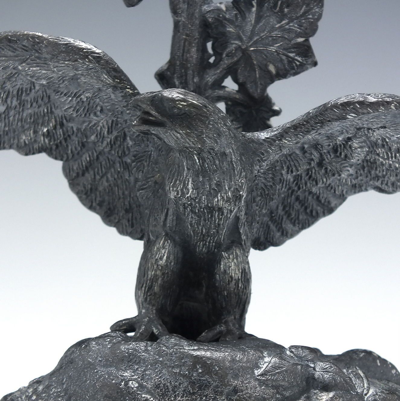 Art Nouveau Glass Epergne In Eagle Pewter Stand C1890 photo for sale