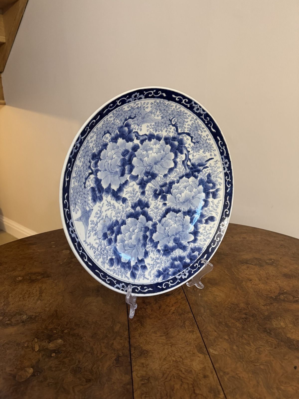 Stunning Quality Pair Of Antique Japanese Imari Blue And White Chargers photo 995.0