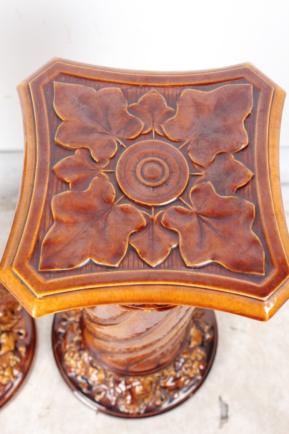 photo for sale Pair Victorian Woodlesford Art Pottery Faience Jardinières