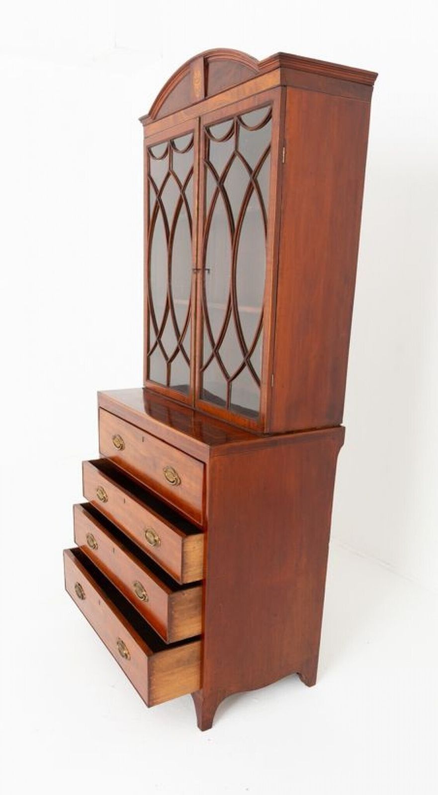 Period Regency Secretaire Bookcase Mahogany photo for sale