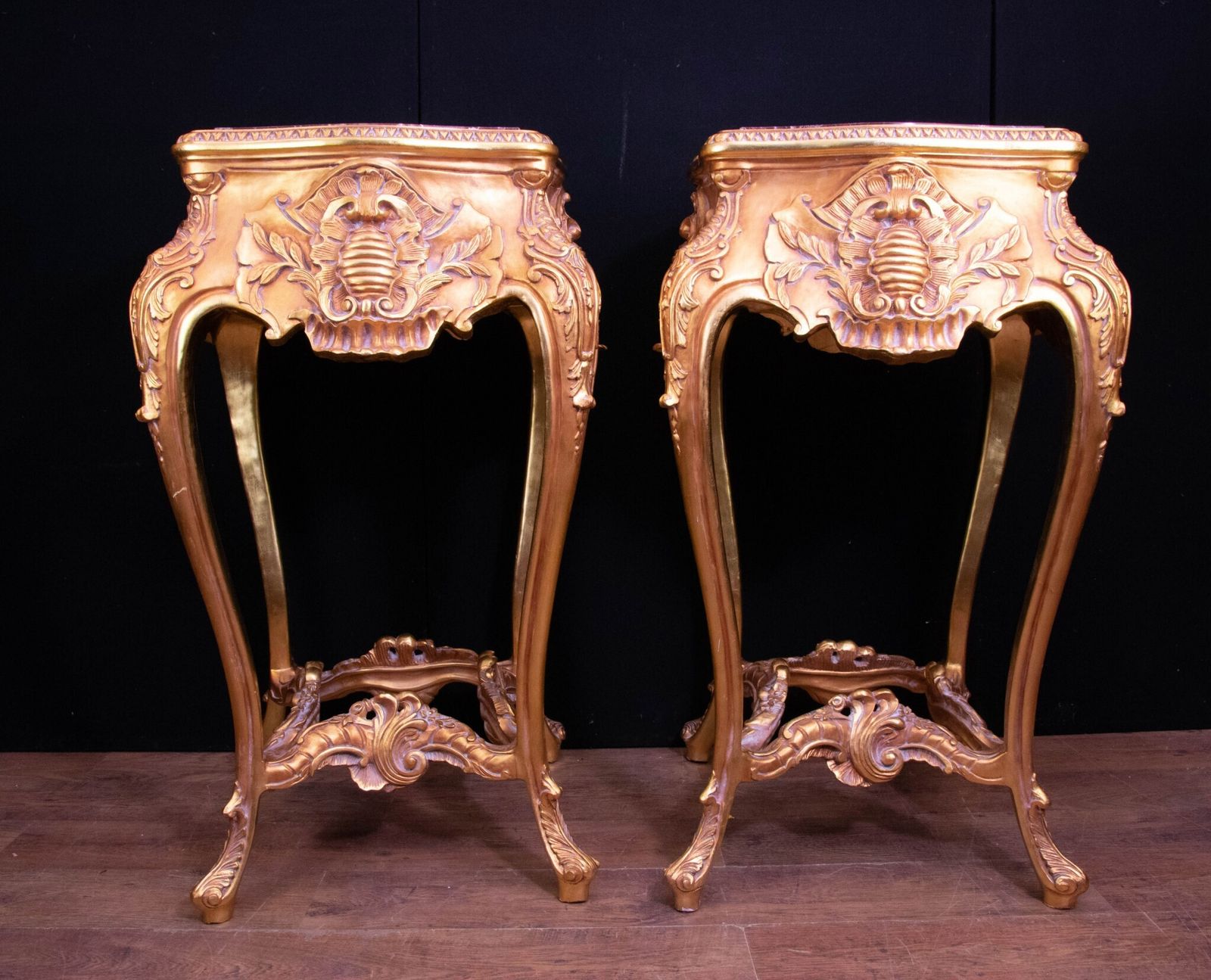 Pair Italian Rococo Tables   Gilt Pedestal Stand