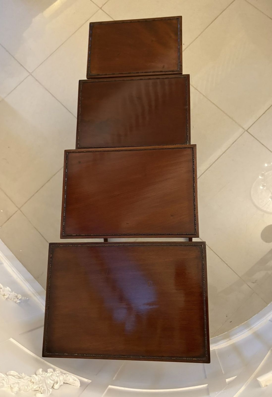 1285.0 Antique Early 20th Century Quality Mahogany Nest Of Four Tables photo