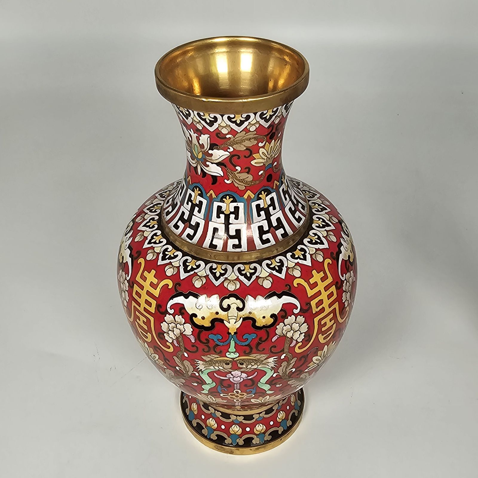 1150.0 A Pair Of Chinese Vintage Cloisonné Vases  Circa 1930 photo