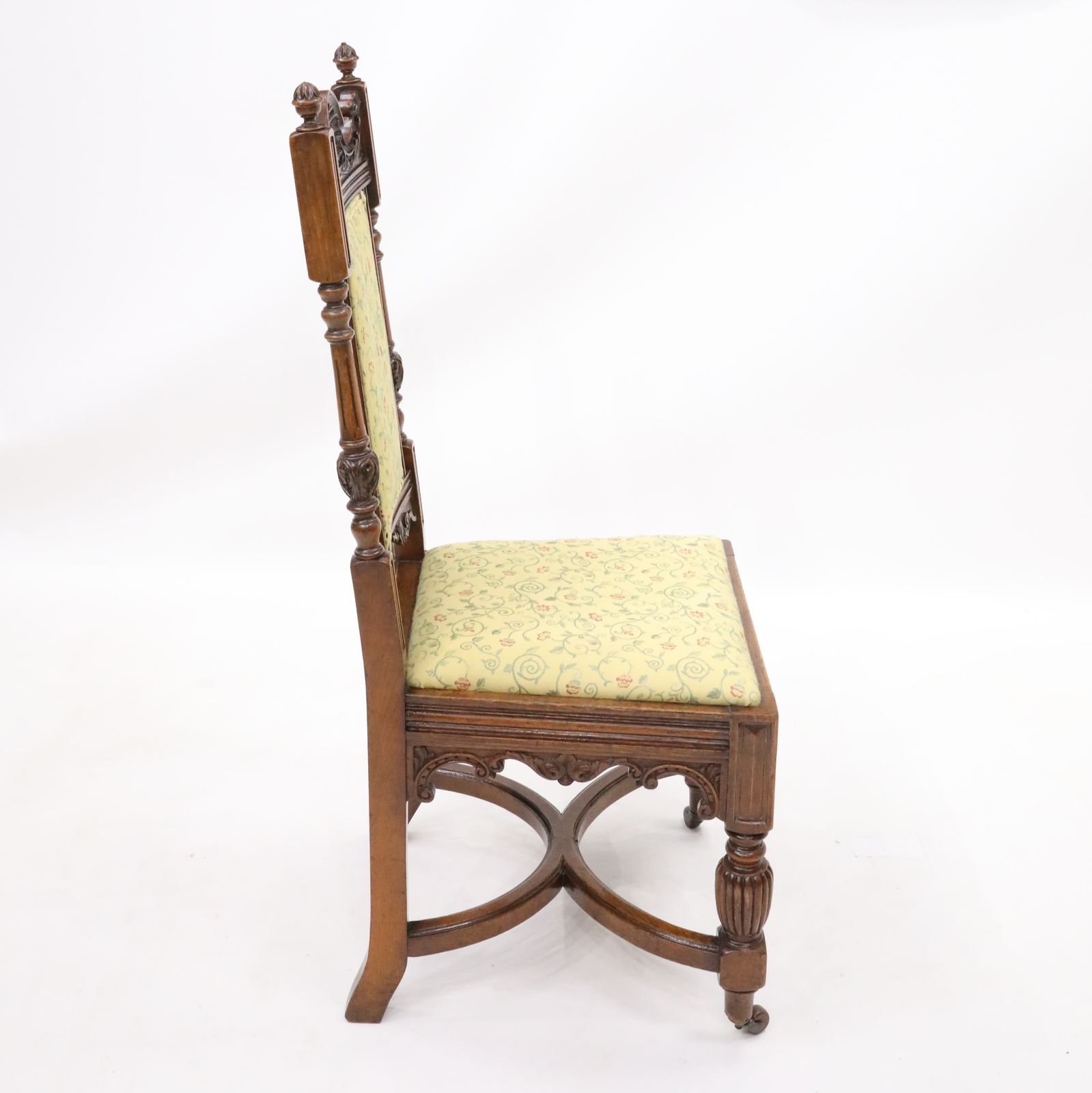 Antique Carved Hall Chair With Upholstered Seat And Back Free Delivery photo 247.0