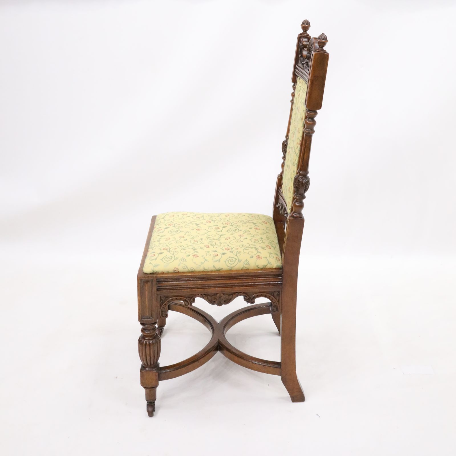 Antique Carved Hall Chair With Upholstered Seat And Back Free Delivery photo vinterior