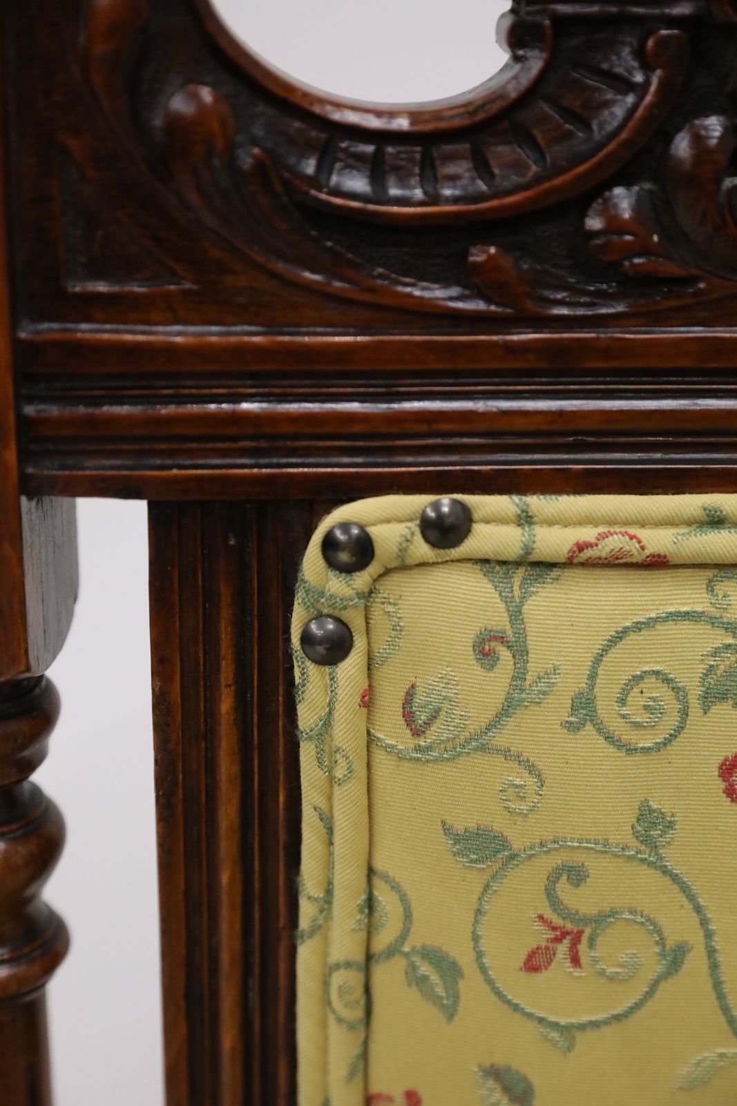 photo vinterior Antique Carved Hall Chair With Upholstered Seat And Back Free Delivery