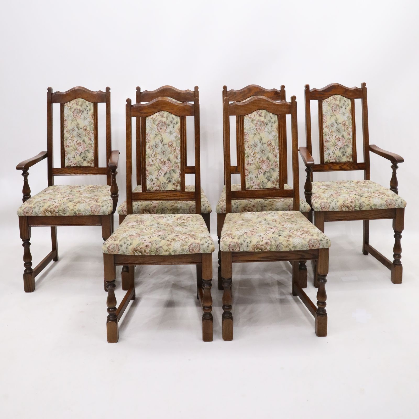 6 Old Charm Dining Chairs Tonwell Rose Upholstery Tudor Brown Free Uk Delivery*