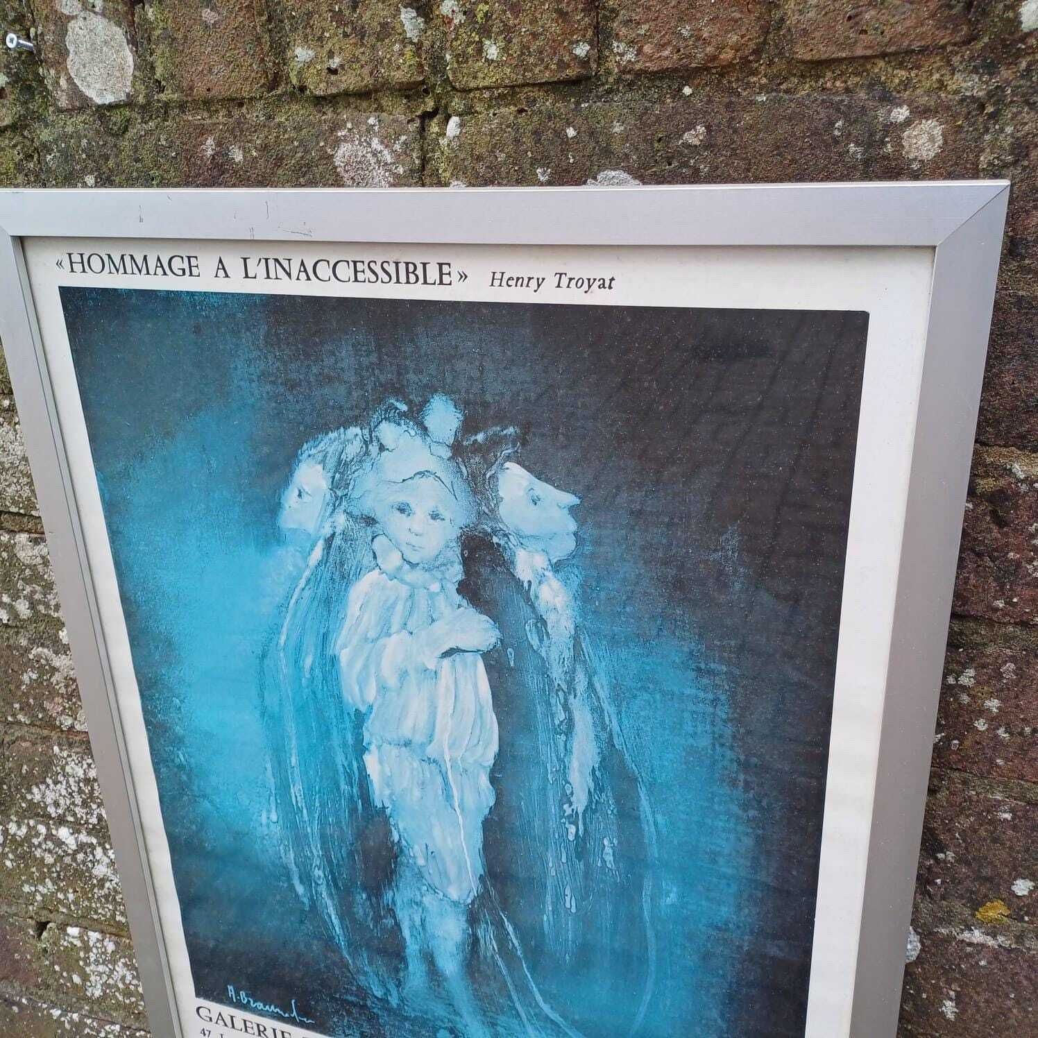 1977 Vintage Poster For A Braunecker Exhibition In Cannes, Gakeria Des Etats Unis, Androuchka, In Retro Frame photo vinterior