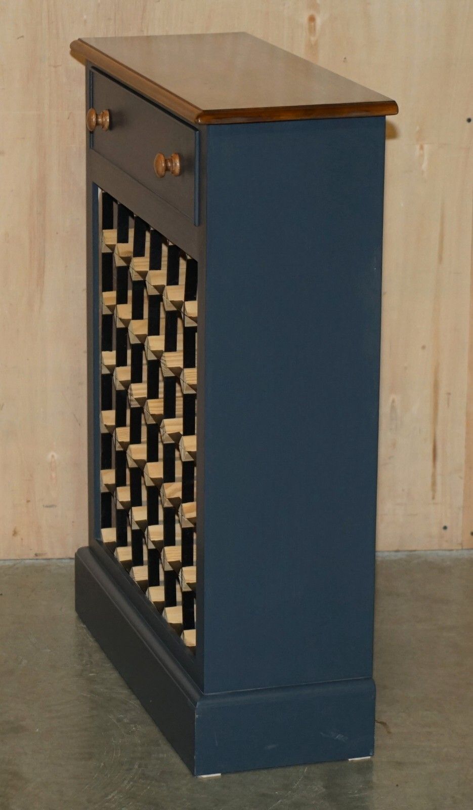 1350.0 Lovely Reclaimed & Painted 36 Bottle Wine Champagne Rack Sideboard With Drawer photo