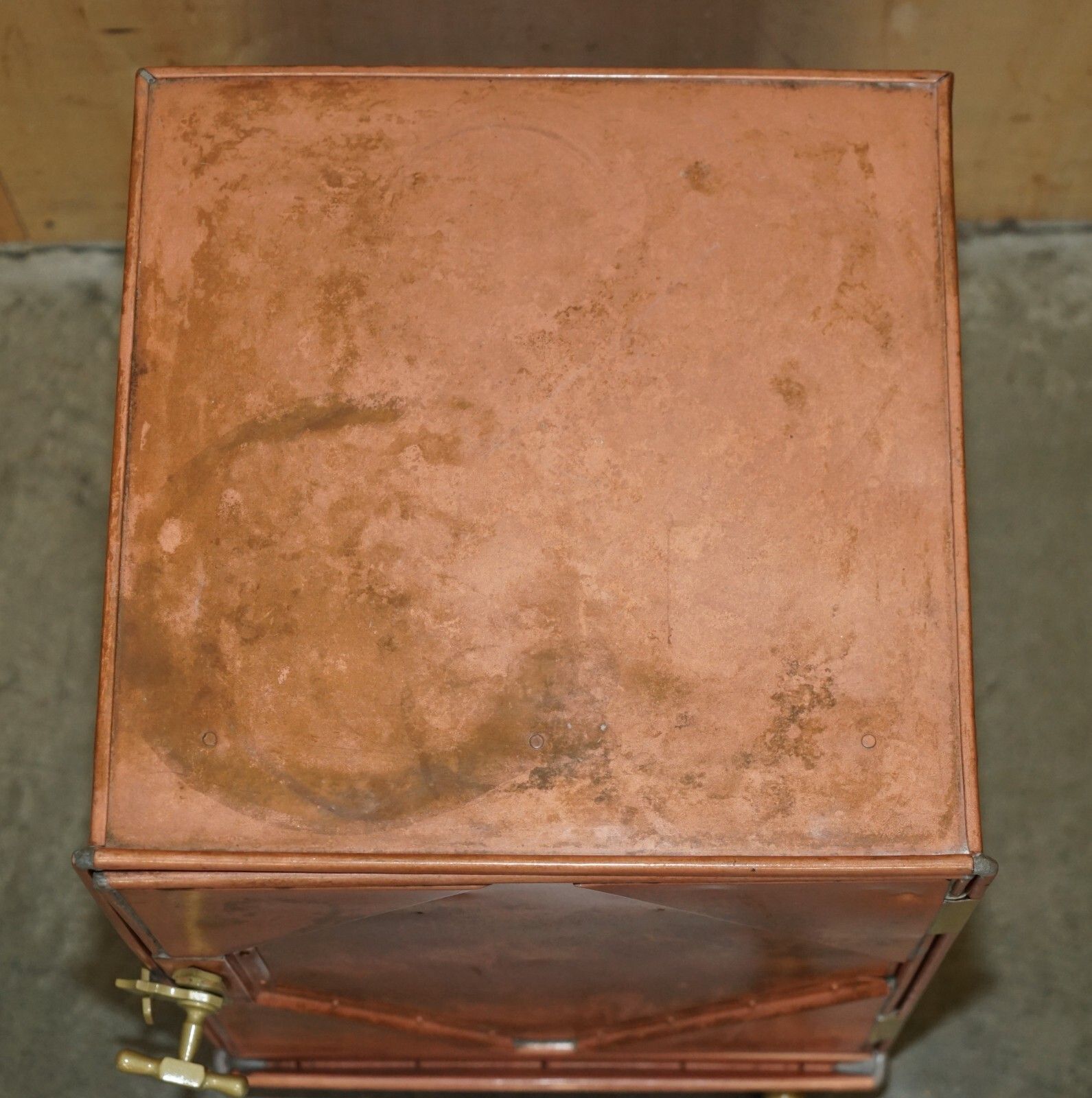 Antique Copper Fridge Ideal Cool Bedside Or Side End Lamp Wine Table Must See!!! photo for sale