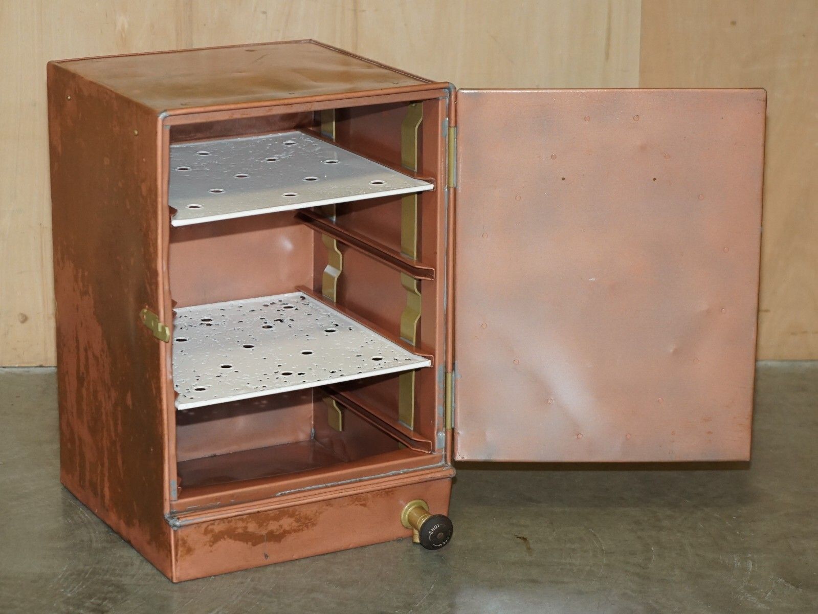 photo buy Antique Copper Fridge Ideal Cool Bedside Or Side End Lamp Wine Table Must See!!!