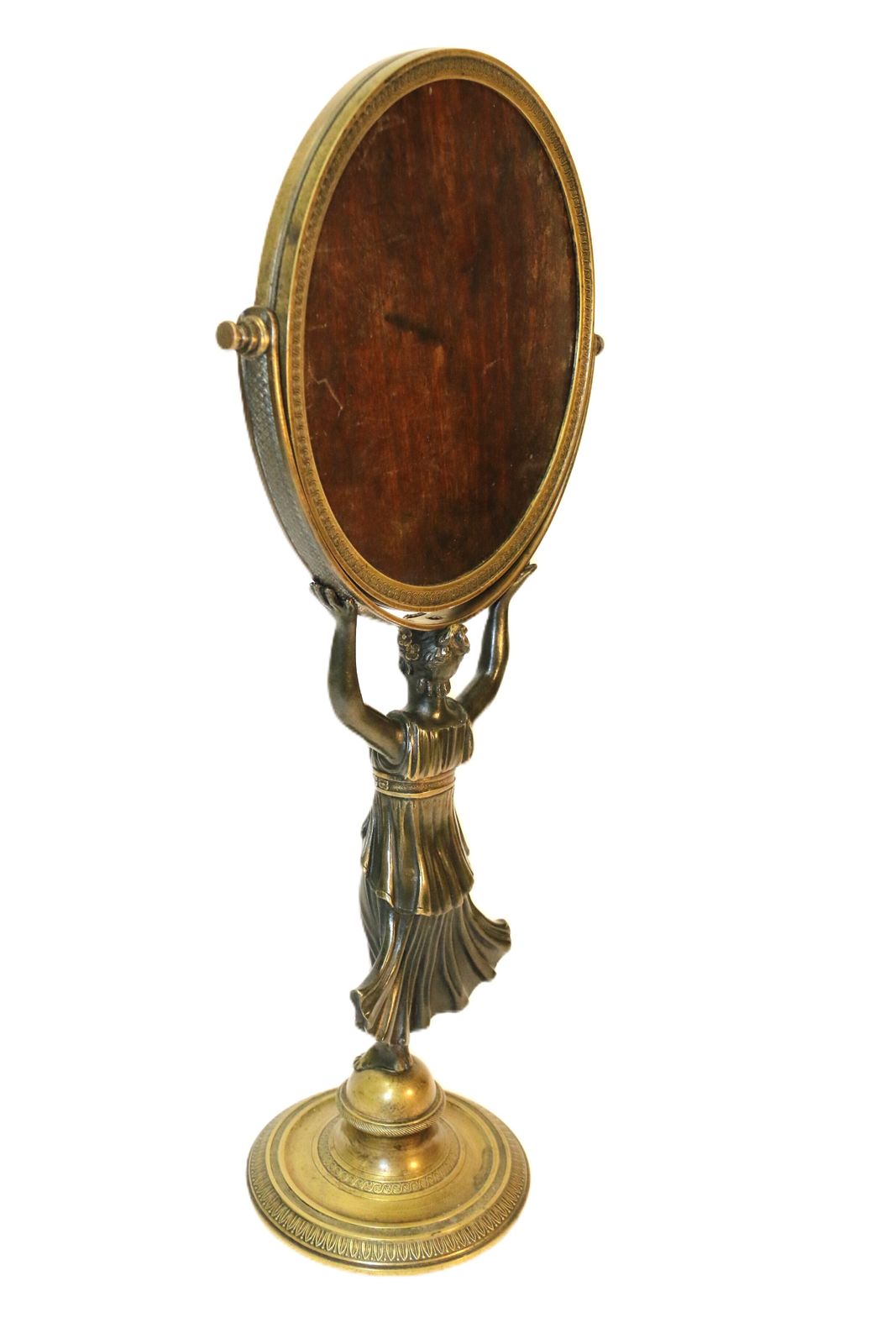 photo for sale A 200 Years Old French Bronze Empire Period Adjustable Pedestal Mirror, Circa 1820