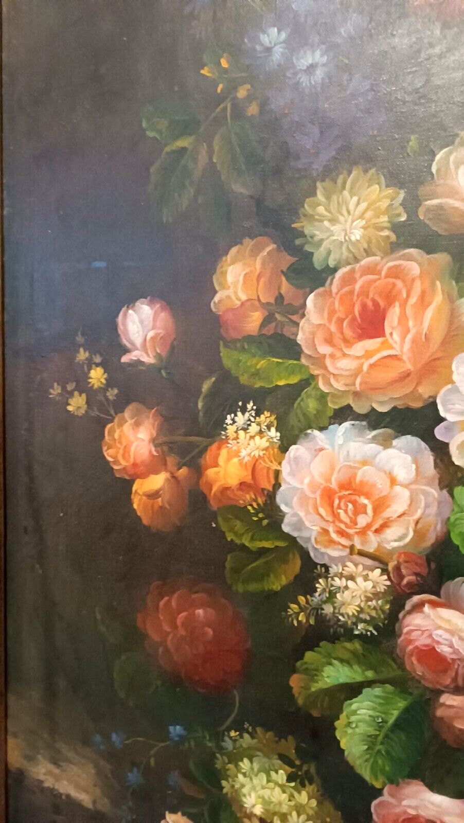 Large Painting Oil On Canvas Flower Vase Signed Archangel Monzio Compagnoni photo Art