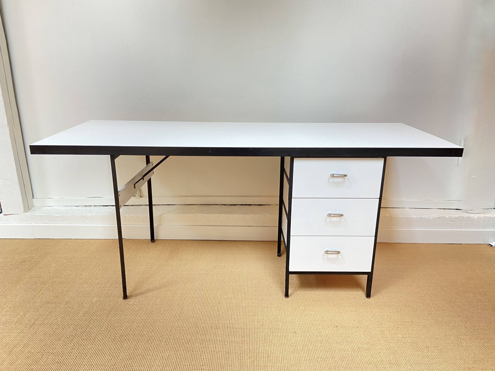 Large Black And White Georges Nelson Desk For Herman Miller, USA, Circa 1950. photo for sale