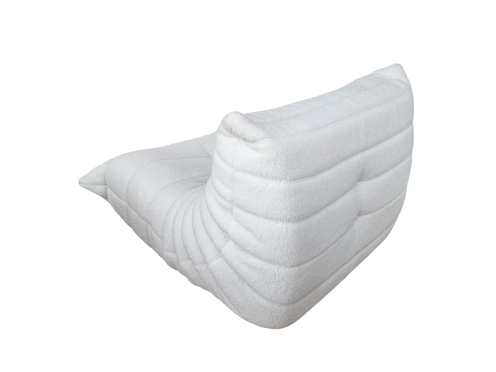 Restored Michel Ducaroy Togo Fireside Single Seater Sofa, White Boucle Upholstery photo for sale
