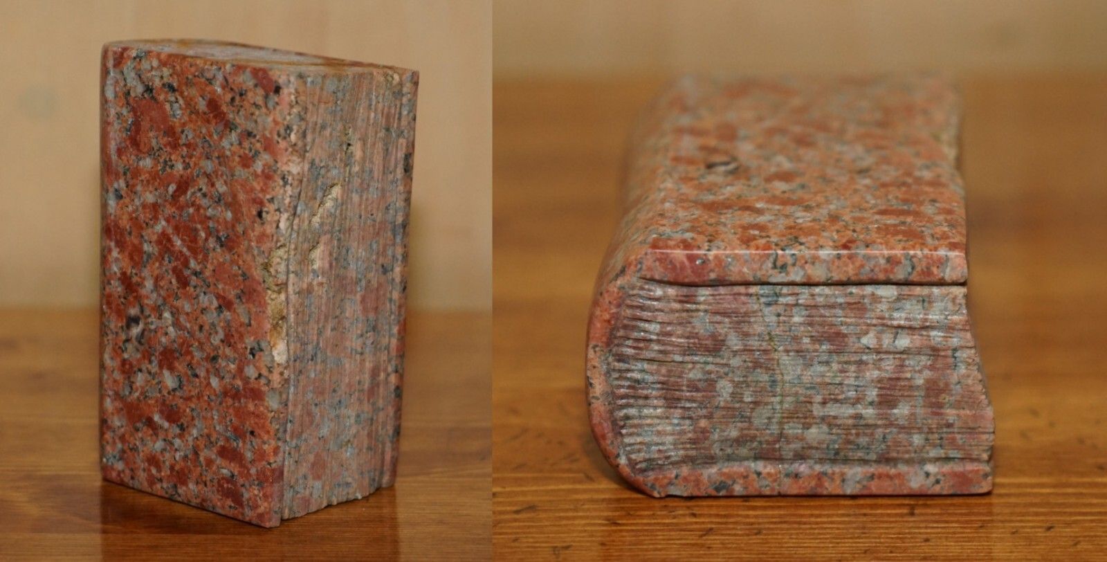 Sulpted Deep Red Antique Library Book Carved From Rock Part Of A Large Suite