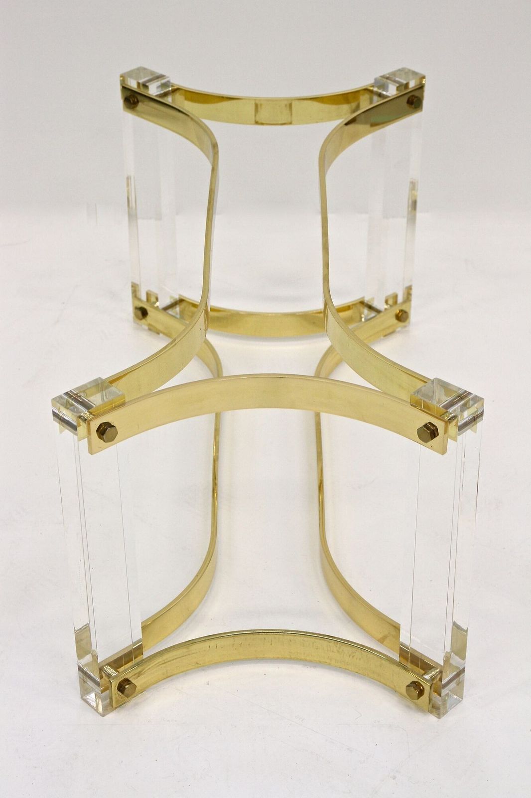 Mid Century Lucite/ Brass Coffee Table By A. Albrizzi, Gilt Brass, It Ca. 1970 photo vinterior