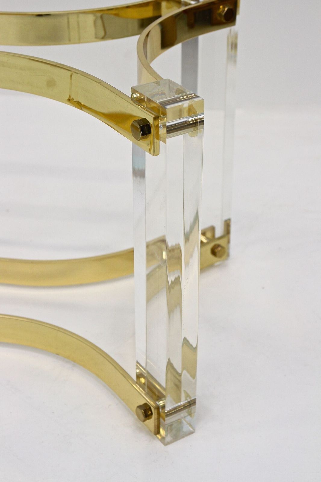 Furniture Mid Century Lucite/ Brass Coffee Table By A. Albrizzi, Gilt Brass, It Ca. 1970 photo
