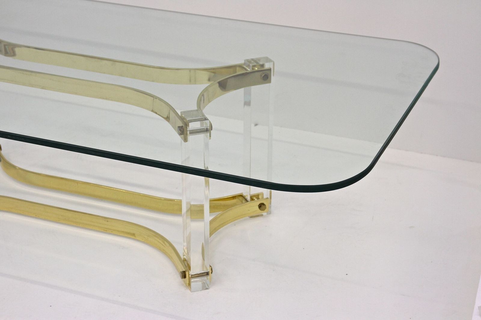 3240.0 Mid Century Lucite/ Brass Coffee Table By A. Albrizzi, Gilt Brass, It Ca. 1970 photo