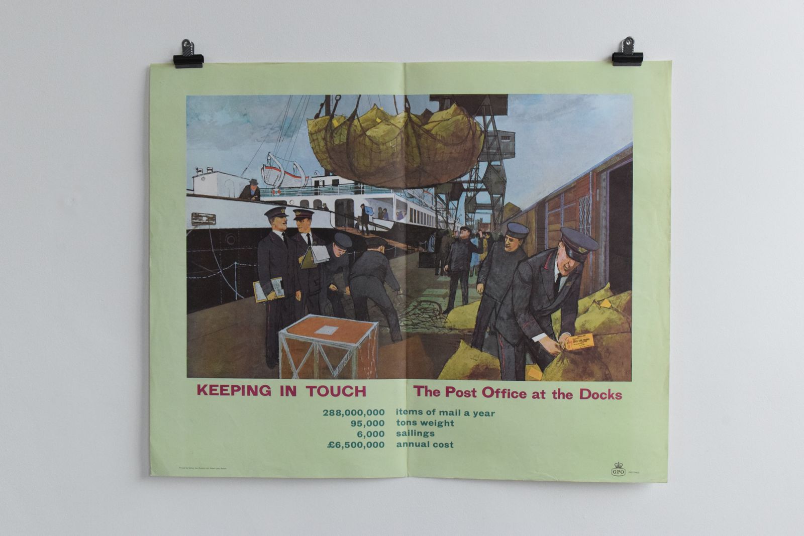 1960s Gpo Post Office Poster "Keeping In Touch, The Post Office At The Docks" photo buy