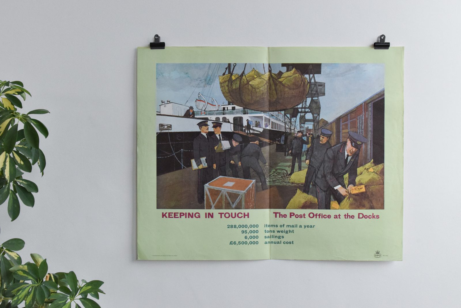1960s Gpo Post Office Poster "Keeping In Touch, The Post Office At The Docks"