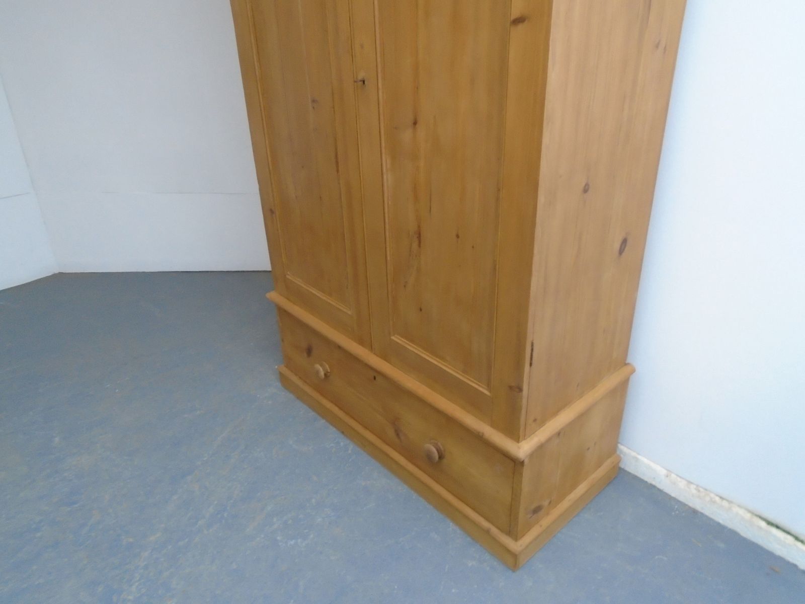 A Waxed Victorian Pine 1 Drawer 3 Piece Wardrobe photo vintage