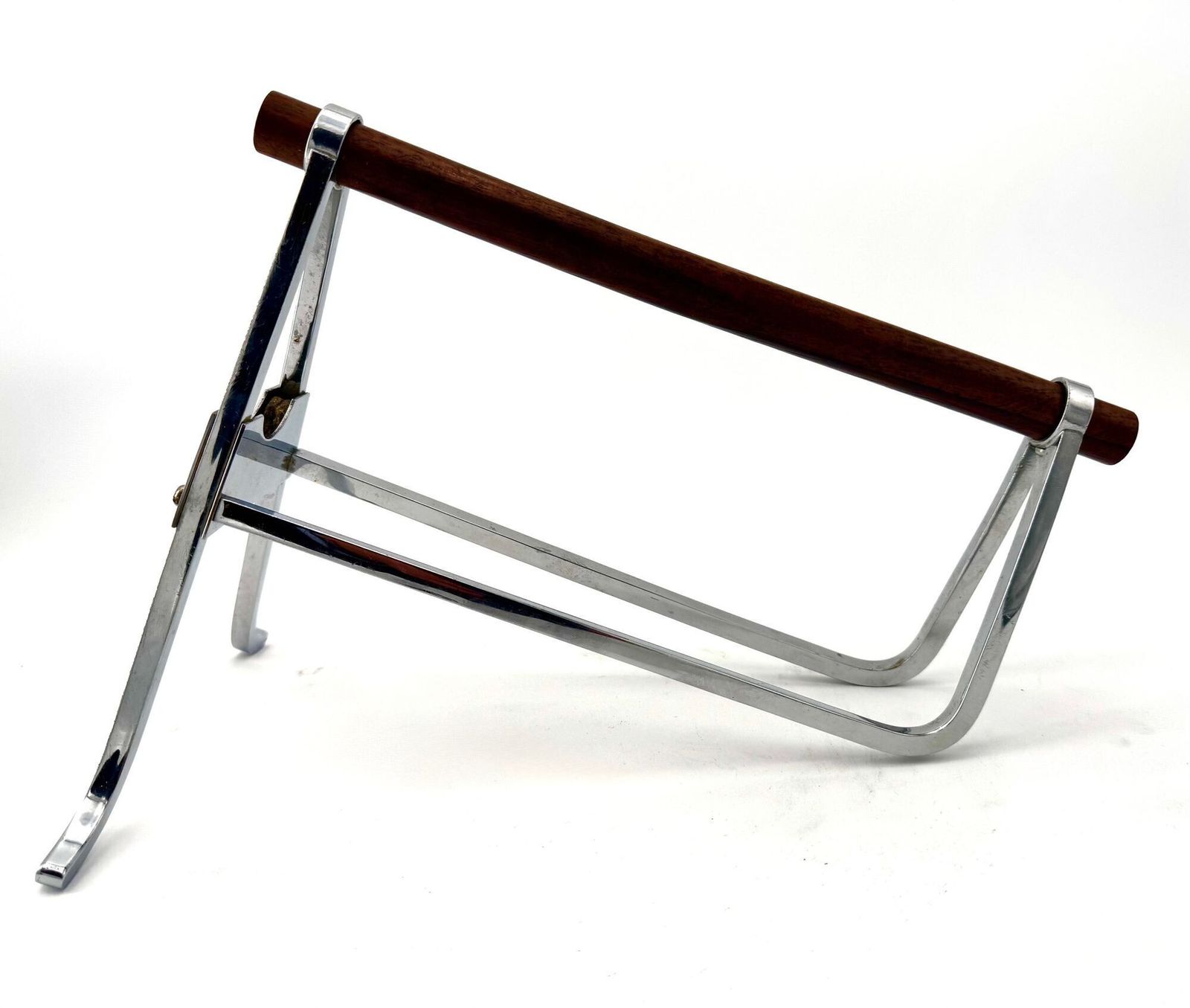 A 1950s Jaques Adnet Chrome And Rosewood Bottle Holder For Christolfe photo vintage