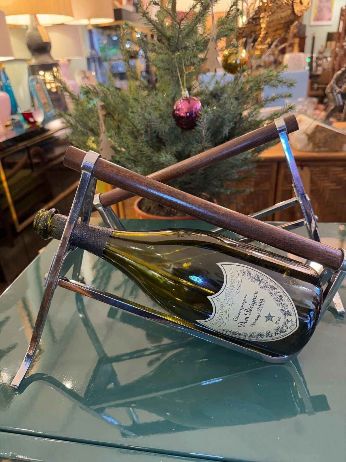 photo buy A 1950s Jaques Adnet Chrome And Rosewood Bottle Holder For Christolfe