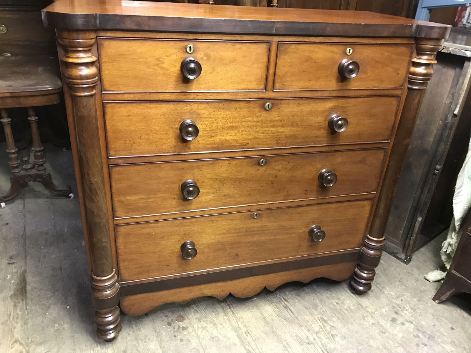 Large Victorian Mahogany Chest Of Drawers . photo vinterior