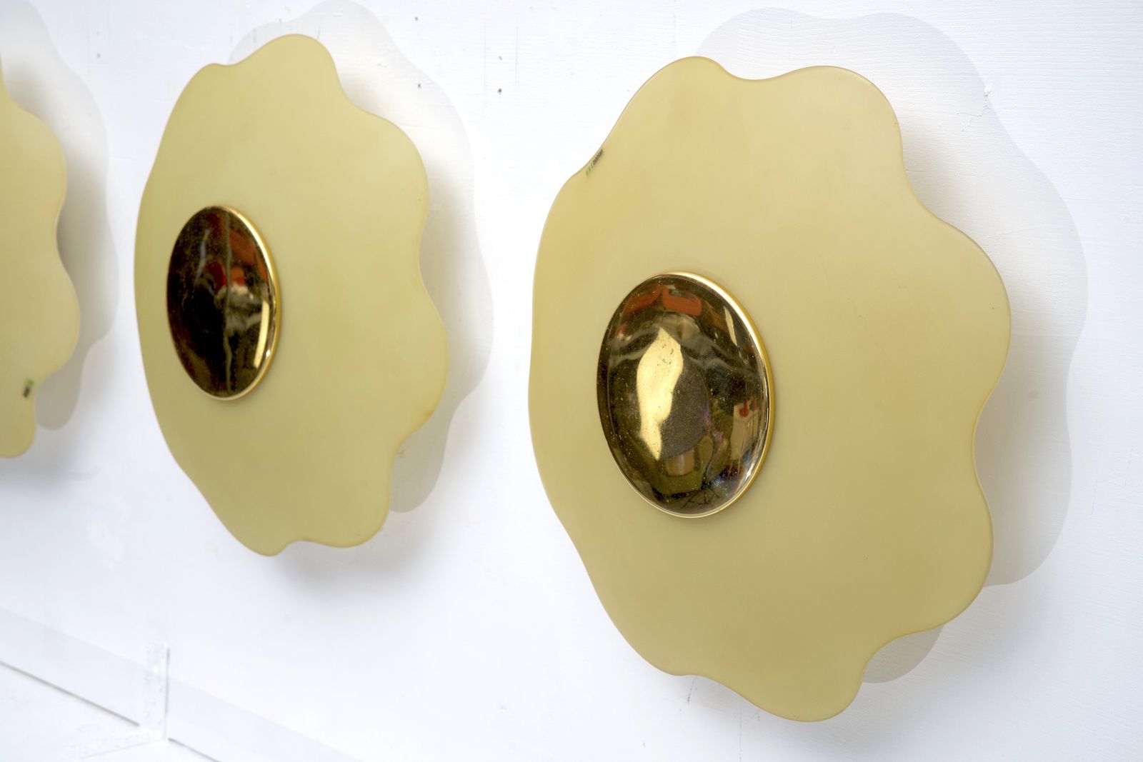 Set Of Three Wall Lamps By Fabbian In Murano Glass And Brass. Italy 1970s photo vinterior