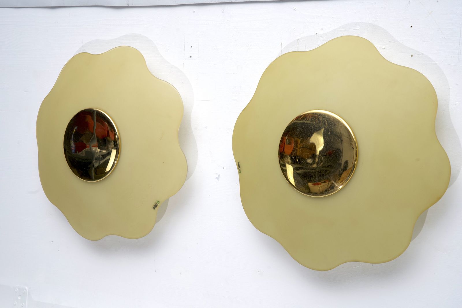 photo vinterior Set Of Three Wall Lamps By Fabbian In Murano Glass And Brass. Italy 1970s
