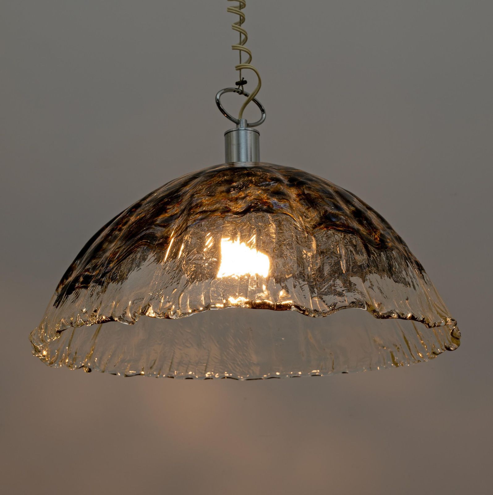 Attributed To Av Mazzega Mid Century Modern Italian Murano Glass Pendant, 1970s photo vinterior