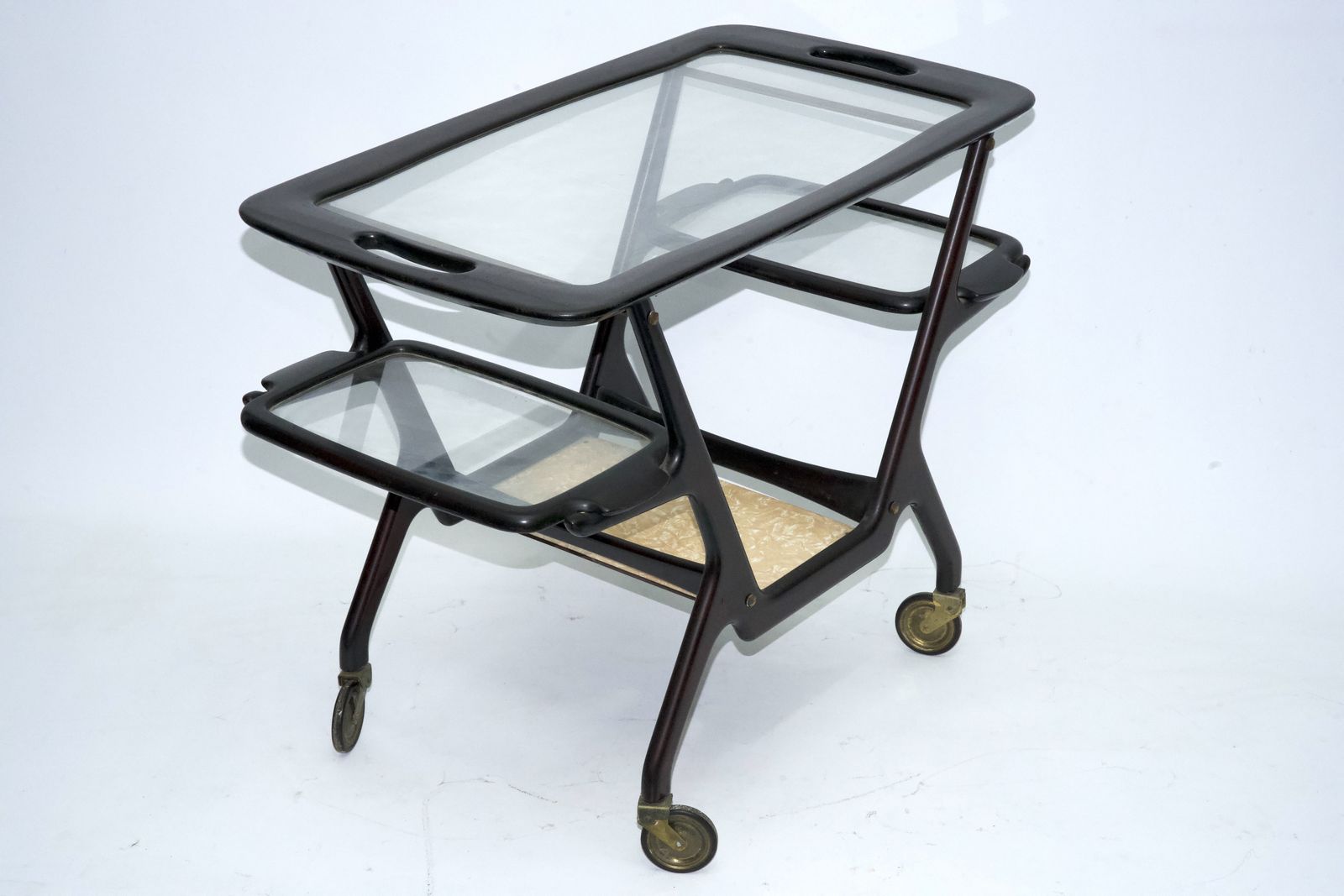 Mid Century Wooden Bar Cart By Cesare Lacca, Italy, 1950s photo Furniture