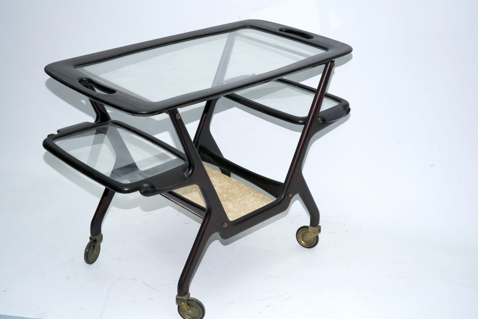 Mid Century Wooden Bar Cart By Cesare Lacca, Italy, 1950s photo 1157.0