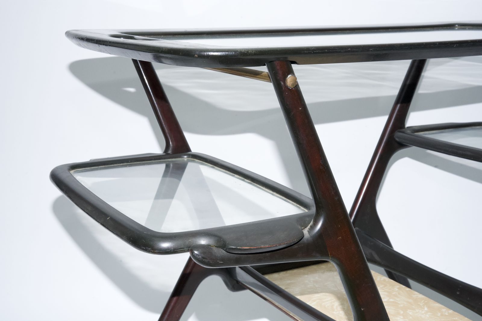 photo vinterior Mid Century Wooden Bar Cart By Cesare Lacca, Italy, 1950s