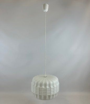 Large Milk Glass Pendant Lamp From Osvětlovací Sklo Valašské Meziříčí, 1960s