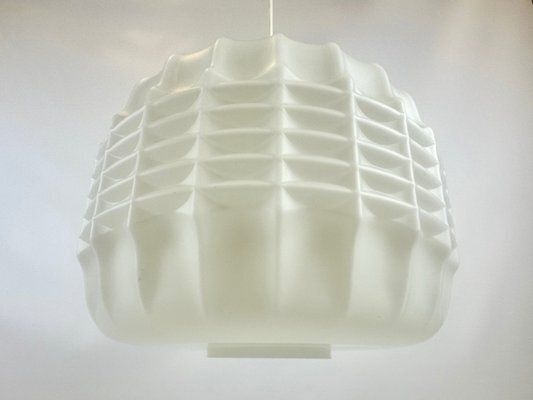Large Milk Glass Pendant Lamp From Osvětlovací Sklo Valašské Meziříčí, 1960s photo vintage