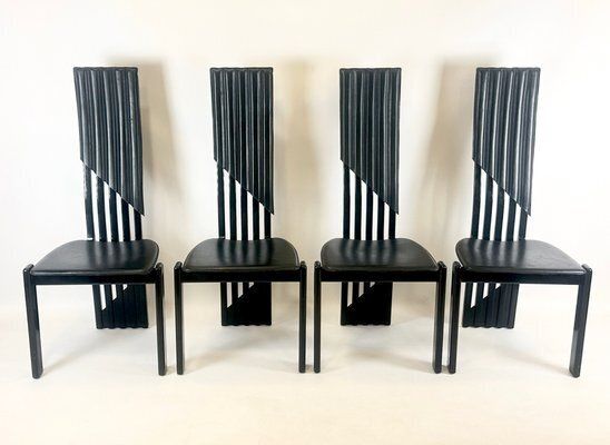 Italian Modern Tripod Chairs From Lübke, 1980s, Set Of 4