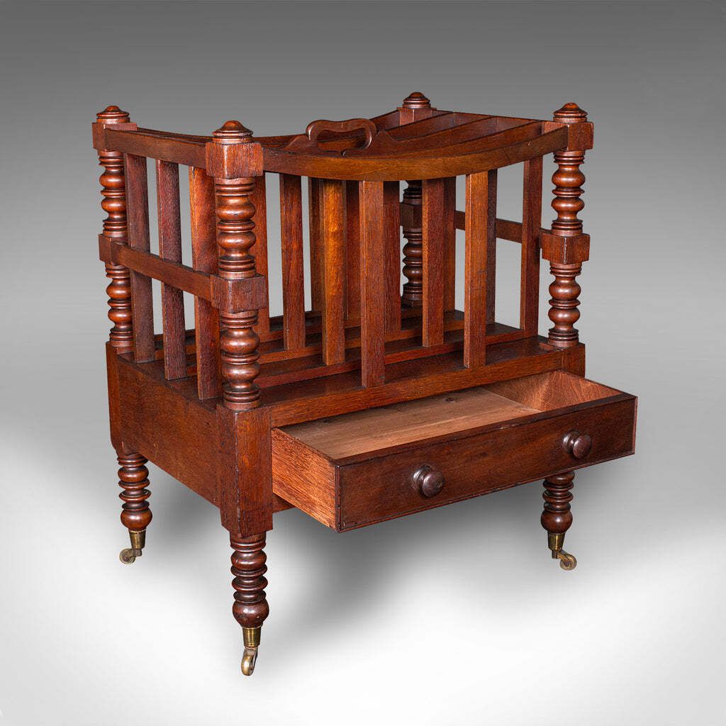 Antique 4 Division Canterbury, English, Newspaper, Magazine Stand, Regency, 1820 photo furniture