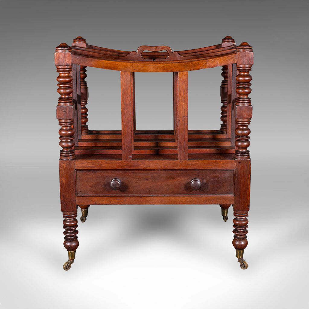 Antique 4 Division Canterbury, English, Newspaper, Magazine Stand, Regency, 1820 photo for sale