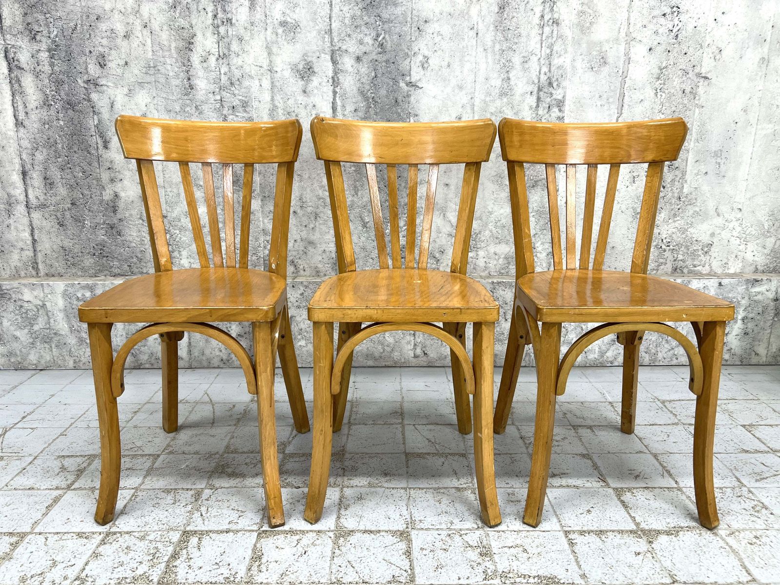 Set Of Three French Bistro Cafe Chairs photo furniture