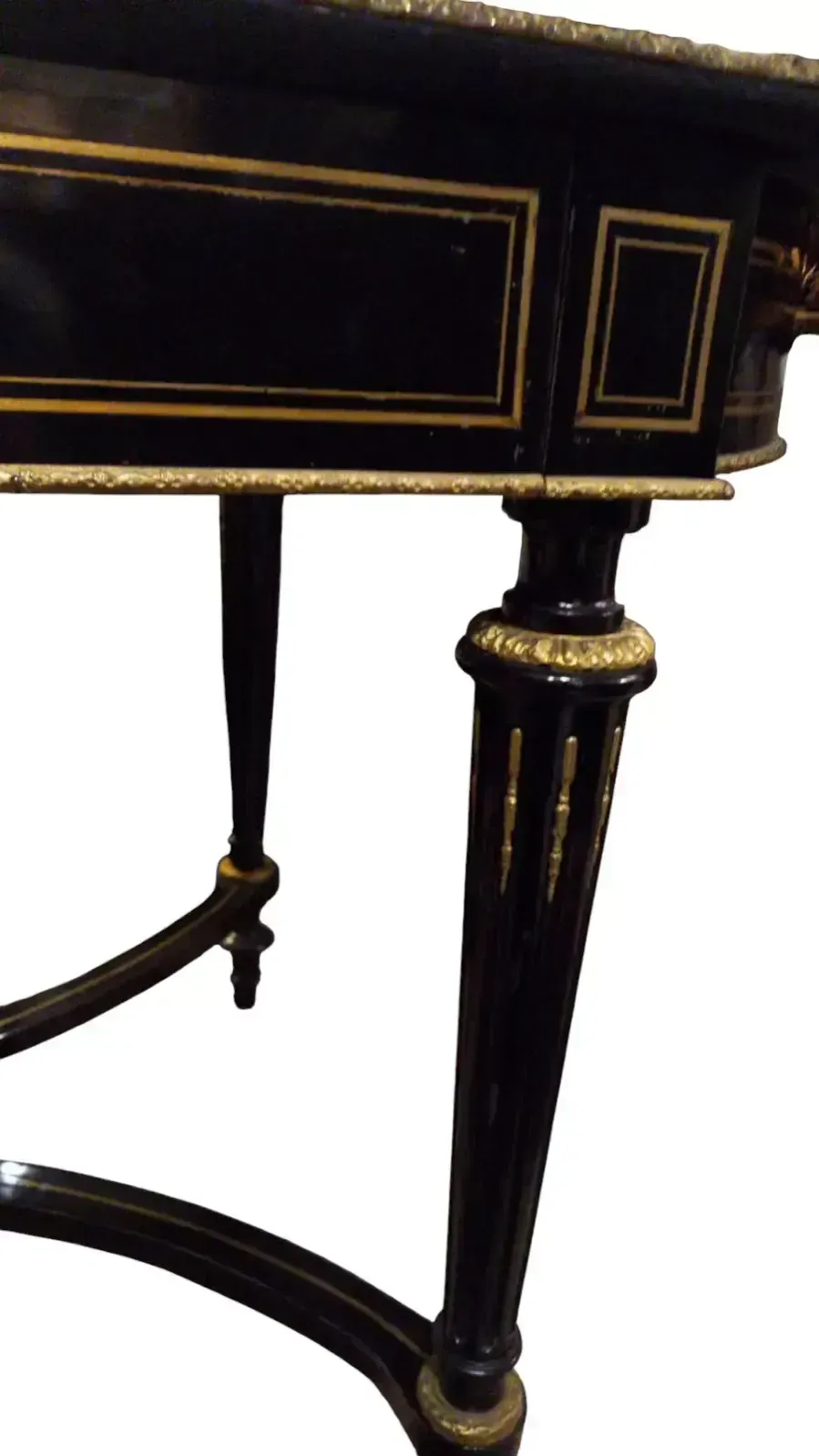 Table Wood, Black Polishing, Brass Inlates photo for sale