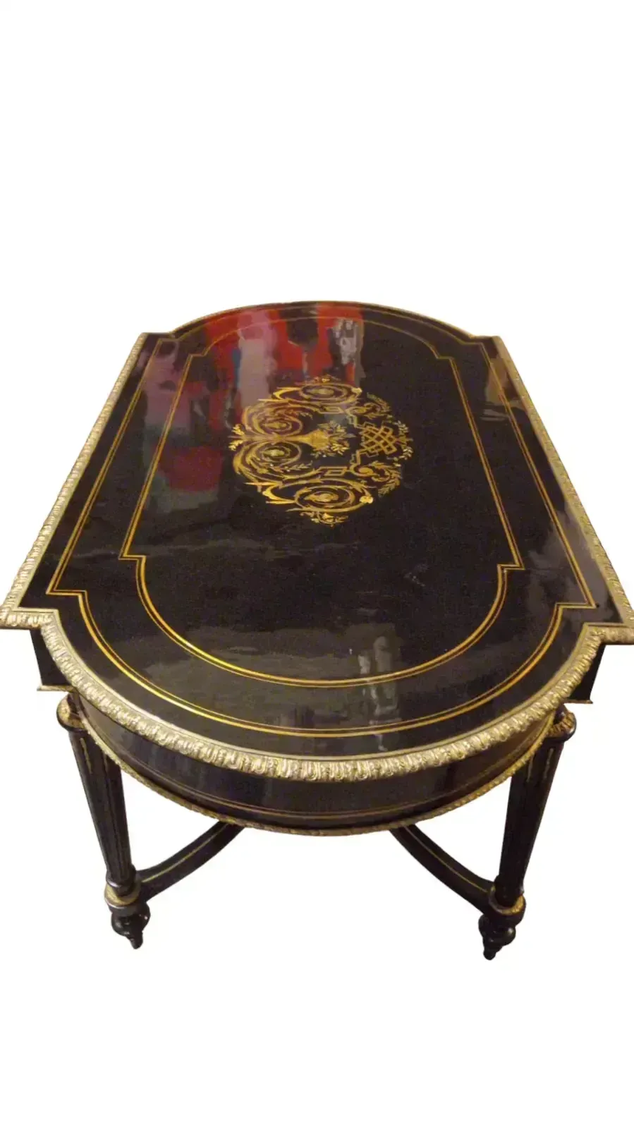 Table Wood, Black Polishing, Brass Inlates photo 2534.0