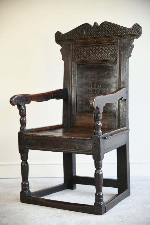 Antique Oak Wainscot Chair, 18th Century And Earlier photo vinterior
