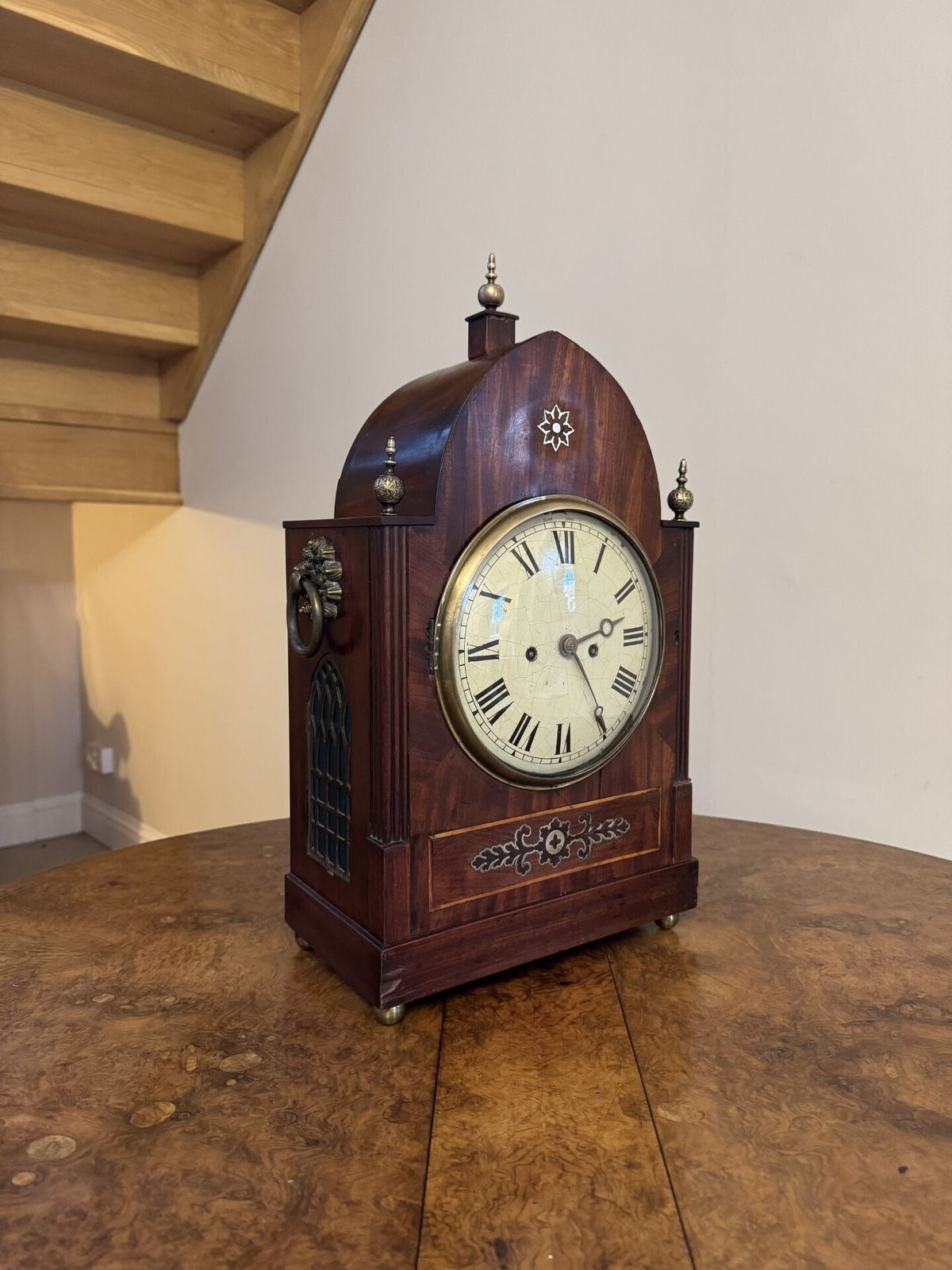 Outstanding Quality Large Antique Regency Mahogany Brass Inlaid Bracket Clock photo furniture