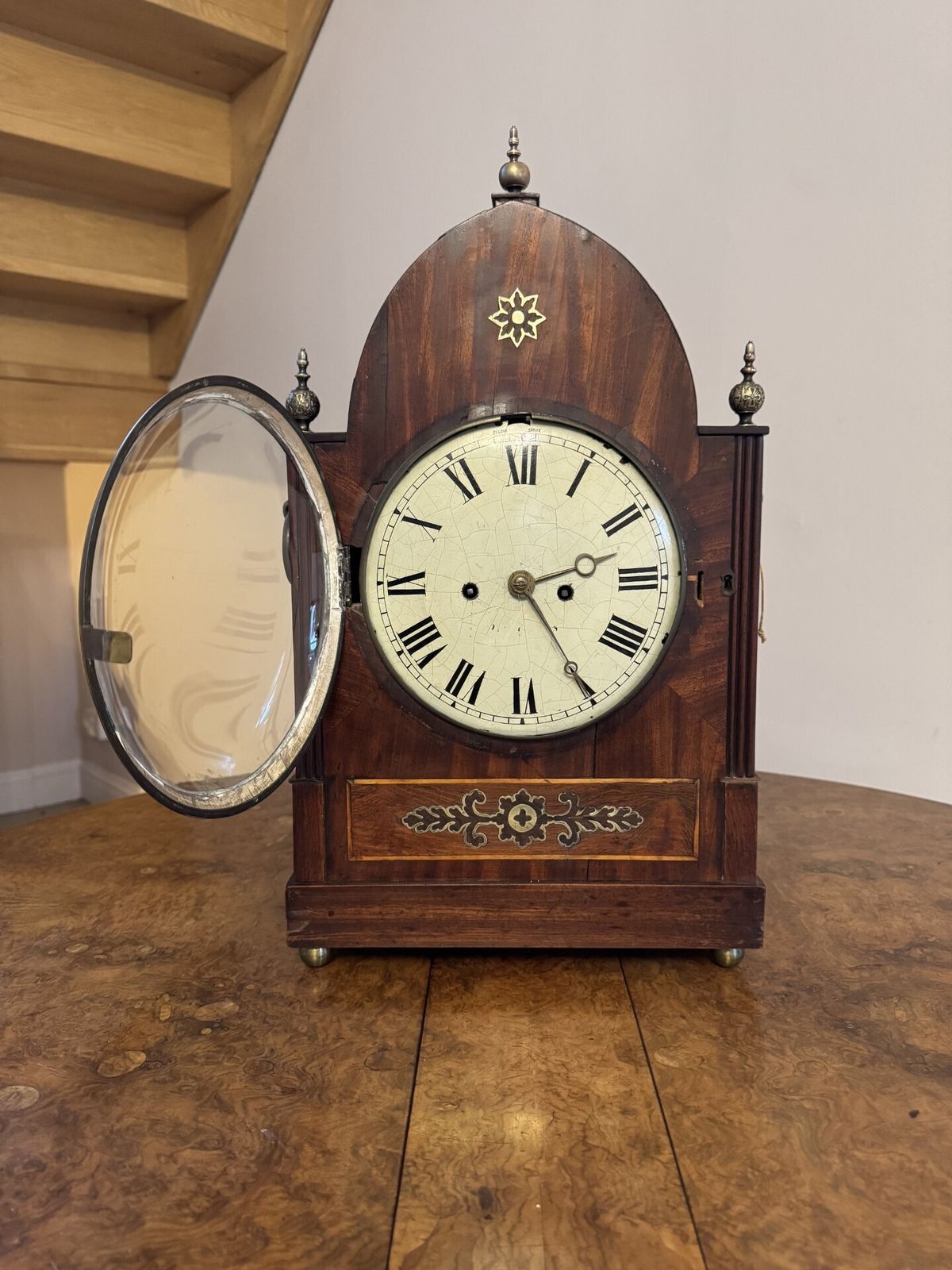 Outstanding Quality Large Antique Regency Mahogany Brass Inlaid Bracket Clock photo buy