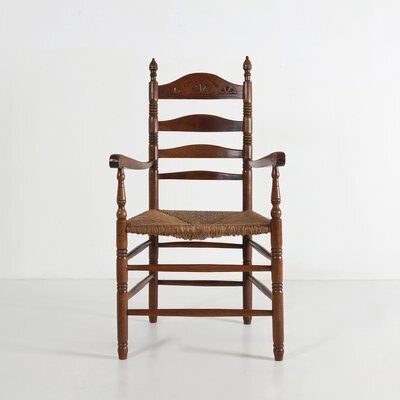 Antique French Wooden Armchair With Cane Seat, 1890s