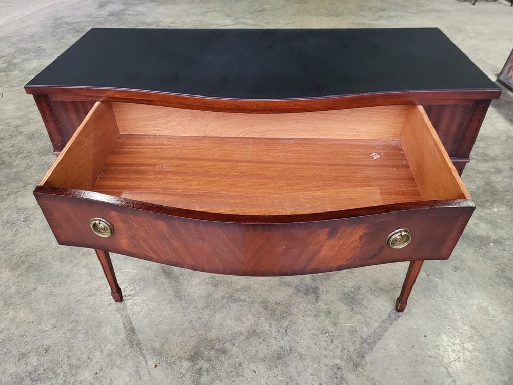 Antique Repro Mahogany Serpentine Sideboard Serving Table Drawer Fluted Legs photo for sale