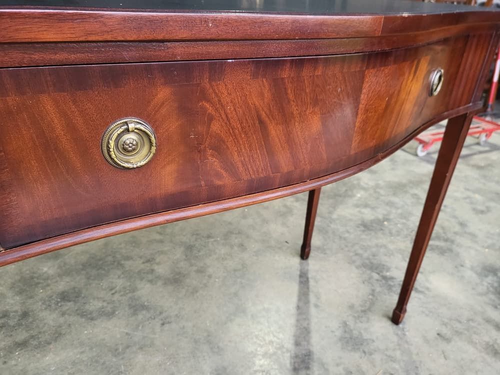 Antique Repro Mahogany Serpentine Sideboard Serving Table Drawer Fluted Legs photo vinterior